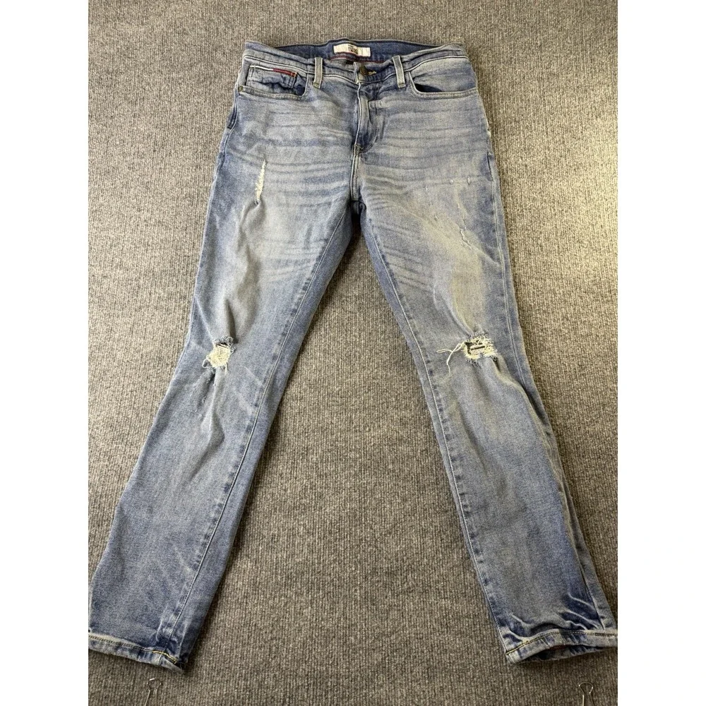 Tommy Hilfiger Denim Jeans Men 32x30 Skinny Moulante Pocket Crest Distressed Y2K